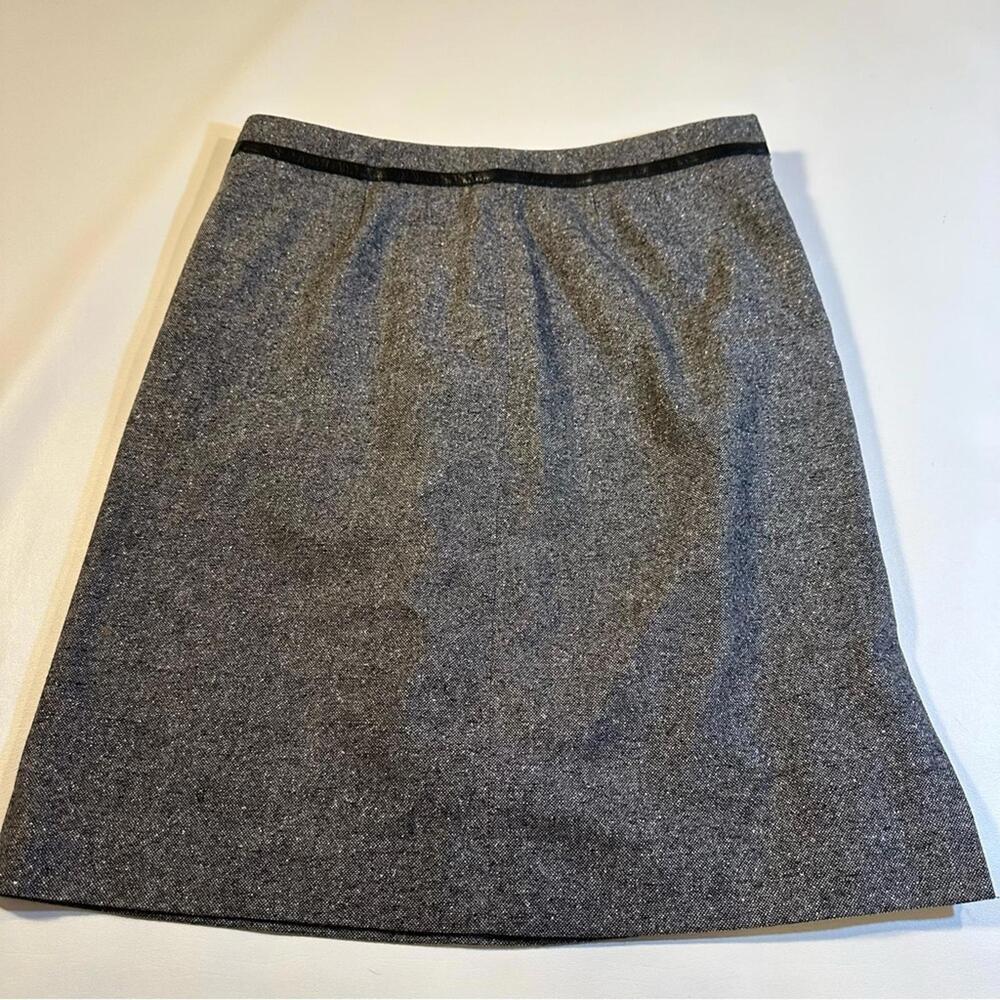 Pendleton Size 14 Black Wool & Silk Knee Length Skirt W Leather Band Detail